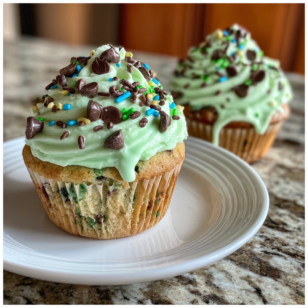 Spring Mint Chocolate Chip Cupcakes