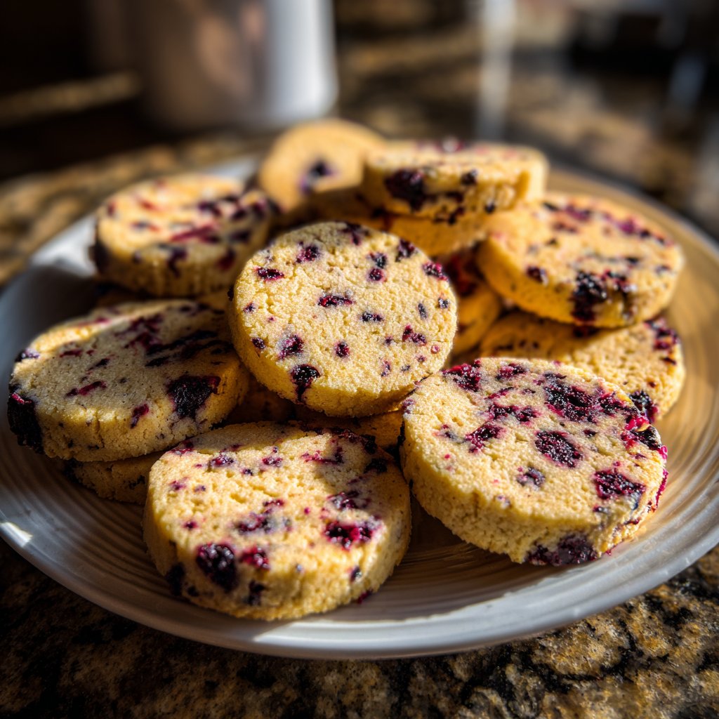 Blueberry Lemon Shortbread Cookies