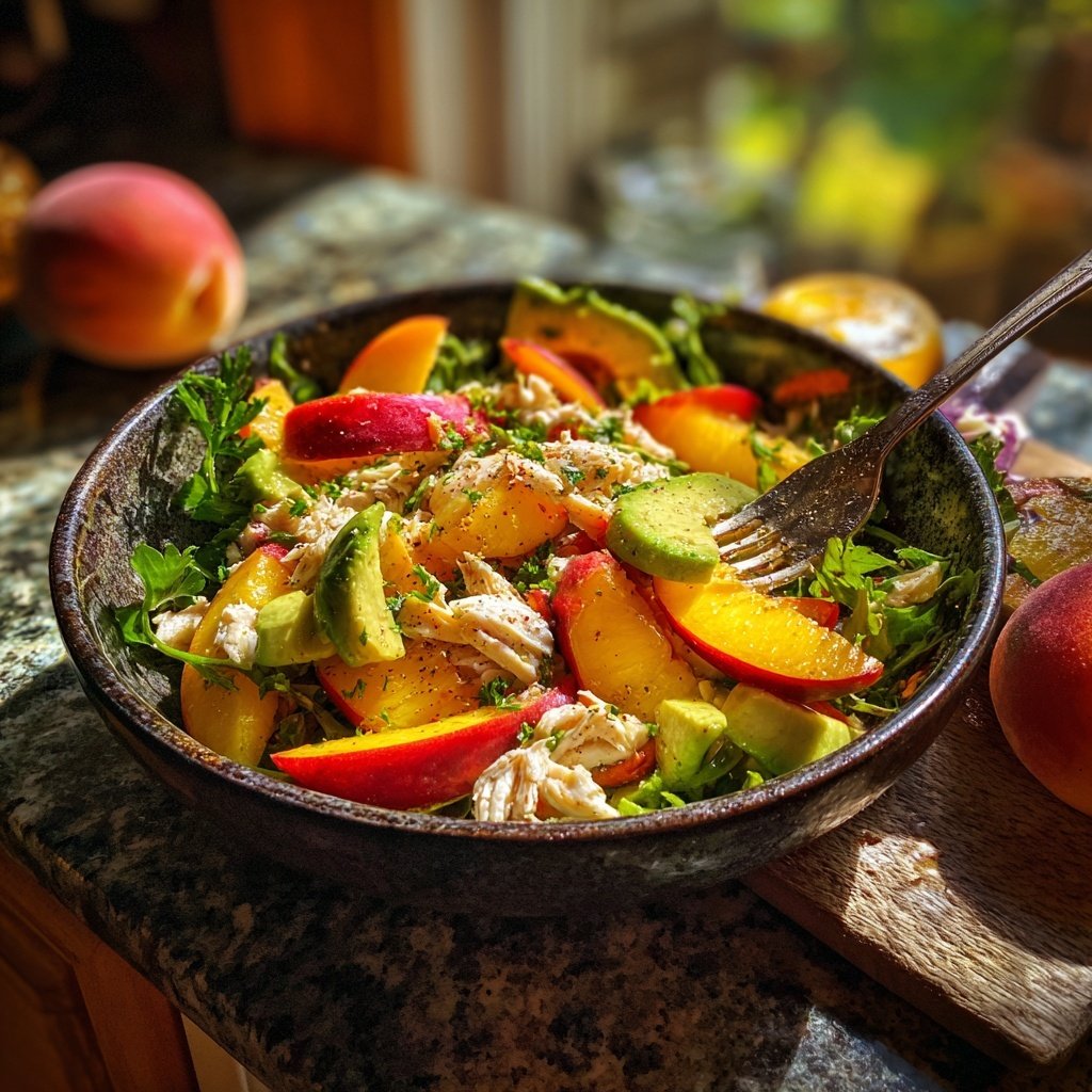 Peachy Chicken Avocado Salad
